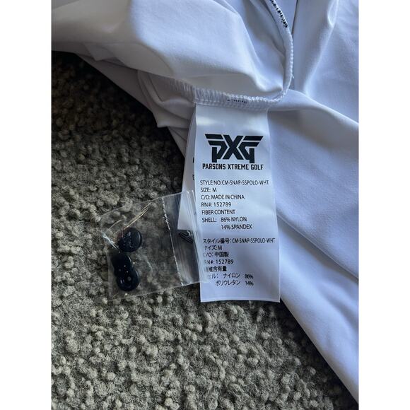 PXG Polo Shirt Mens Medium White Black Golf Performance Stretch Moisture Wicking - Picture 5 of 6